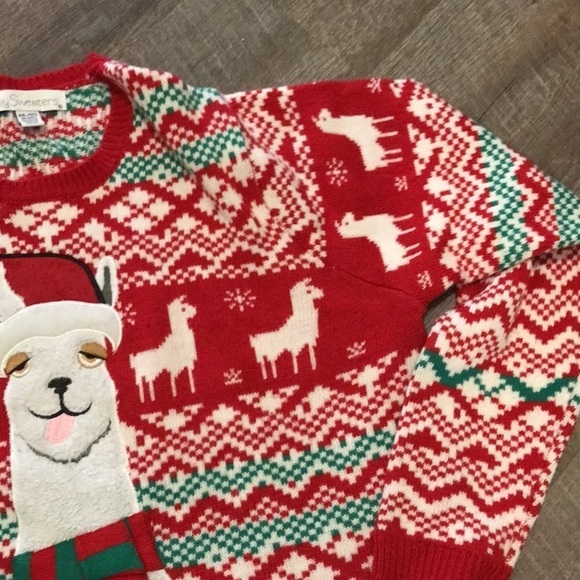 Jolly Sweaters Llama in Scarf and Santa Hat Ugly Christmas Sweater size XXL - Picture 12 of 17